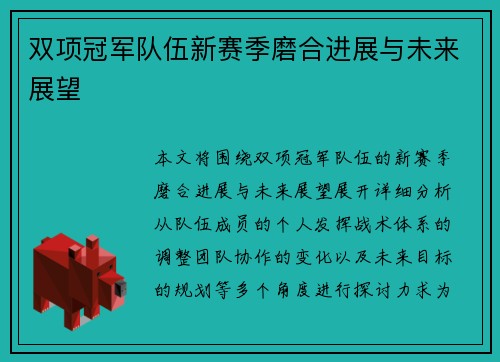 双项冠军队伍新赛季磨合进展与未来展望